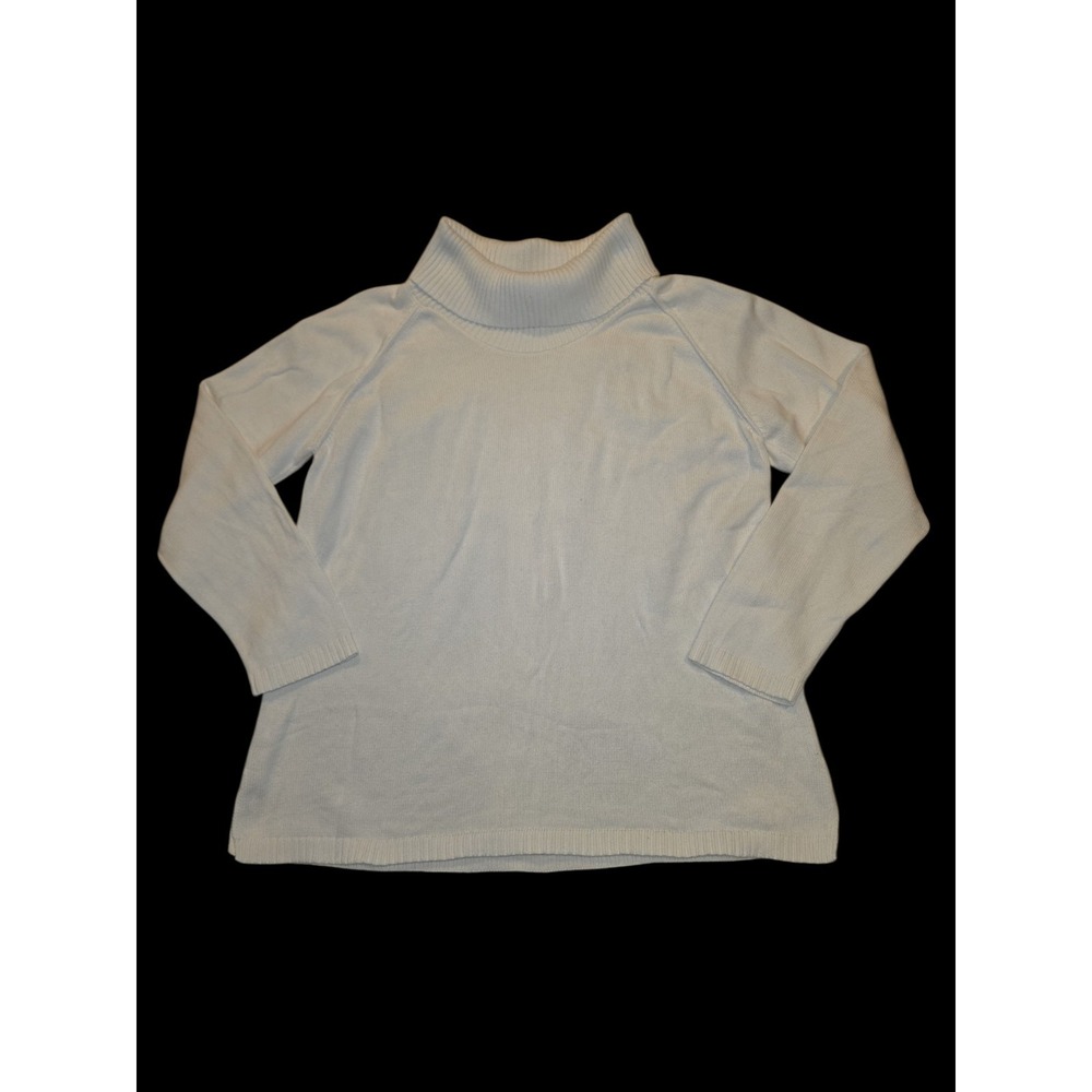 Kim Rogers Ivory Turtleneck Sweater Womens XL Cotton Knit Raglan Sleeve